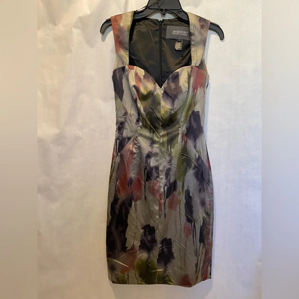 JAY GODFREY Abstract Sheath Dress Size 2 Bodycon NWOT Cocktail Party - Picture 5 of 10